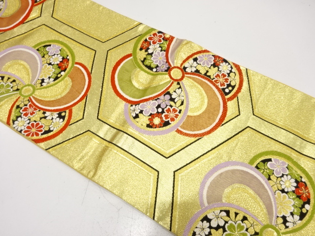 JAPANESE FUKURO OBI FOR FURISODE / WOVEN KIKKO PATTERN